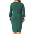 thumbnail image 4 of DARING DIVA Plus Size Vintage Church Ruffle Dress Office Work Dress 1X Dark Green, 4 of 6