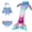 D, variant on 【Uhome】3PCS 3-12Y Girls Mermaid Bathing Suit Hot Spring Bikini Swimsuits with Fish Tail Kids Beach Costume Set