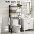 thumbnail image 3 of Over The Toilet & Over Washer Dryer Storage Shelf, Heavy-Duty Metal 3-Tier Freestanding Laundry Organizer, Space-Saving Utility Rack with 4 Hooks, Rustic Brown for Bathroom, Balcony and Laundry Room, 3 of 12
