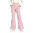 thumbnail image 4 of Spazoro Girls Flare Pants with Pockets, Elastic Waist Loose Fit Stretchy Solid Color Flare Leg Warm Casual Trousers for Daily Wear Pink Size 10, 4 of 8