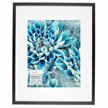 Snap 16x20 Black Wood Wall Frame with Single White Mat For 11x14 Image