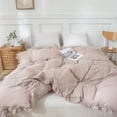 thumbnail image 4 of Move Over Taupe Ruffle Duvet Cover King Only Soft Washed Microfiber Bedding Set Ruffled Pattern No Filling, 4 of 10