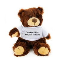 Plushland Chocolate Noah Teddy Bear 12 Inch, Stuffed Animal Personalized Gift - Custom Text on Shirt - Great Present for Mothers Day, Valentine Day, Graduation Day, Birthday
