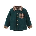 thumbnail image 1 of Gibobby Chamarra de forro polar para niños y niñasNiños pequeños bebés niñas niños otoño bolsillo invierno Plaid algodón manga larga abrigo chaqueta ropa(Verde, 4-5 Años), 1 of 5