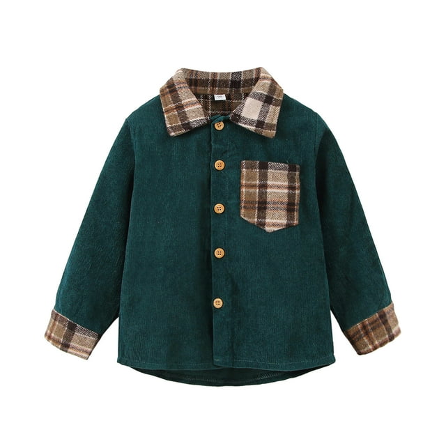 Gibobby Chamarra de forro polar para niños y niñasNiños pequeños bebés niñas niños otoño bolsillo invierno Plaid algodón manga larga abrigo chaqueta ropa(Verde, 4-5 Años)