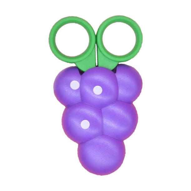 pstuiky Juego de tijeras con forma de frutas: zanahoria, plátano, uva y fresa. Incluye funda protectora. Herramientas de corte de papel seguras para niños.