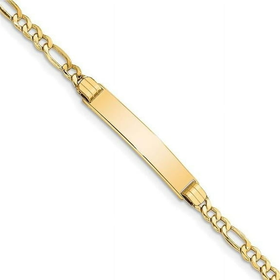 Primal Gold 14 Karat Yellow Gold Semi-solid Figaro Link ID Bracelet