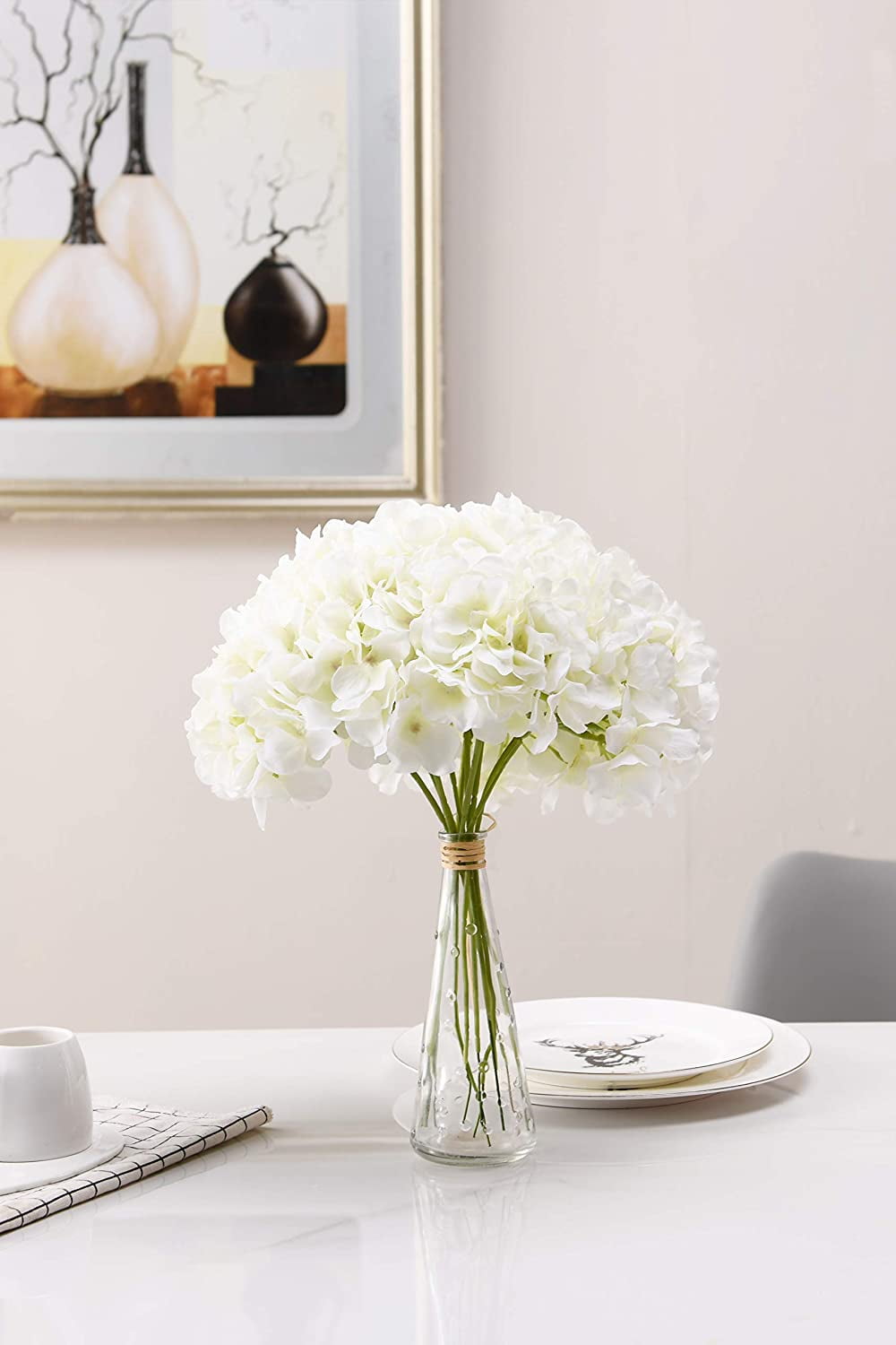 Aviviho White Hydrangea Silk Flowers Heads Pack Of 10 Ivory White Full Hydrangea Flowers Artificial With Stems For Wedding Home Party Shop Baby Shower Decoration Walmart Com Walmart Com
