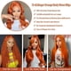 thumbnail image 3 of Peluca PIOGH, color naranja jengibre, 71 cm, cabello humano ondulado, 180% de densidad, 3 of 7