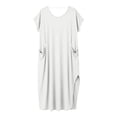 thumbnail image 5 of Neewe Robe T-Shirt Décontractée pour Femme Grande Taille à Col en V à Manches Courtes Robes Évasées Fête d'Anniversaire Été Voyage Plage avec, 5 of 5