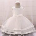 thumbnail image 2 of Toddler Girl Dresses 4T Sleeveless Pageant Tutu Princess Dress Toddler Flower Wedding Birthday Party Gown Dresses White,0-3 Months, 2 of 5