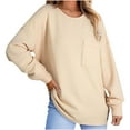 thumbnail image 1 of aidice Hauts pour Femmes Col Rond Manches Longues Chemises Amples Confortables Épaules Tombantes Blouses d'Automne, 1 of 5