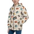 thumbnail image 2 of Naloa Retro Vintage Tape Teenage Zipper Hoodie, Long Sleeve Zip Up Hoodies Casual Jackets Tops for 7-12 Years-Small, 2 of 6