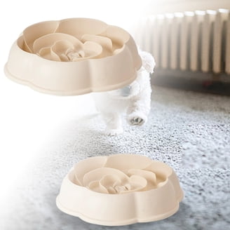 RooXchowla Dog Slow Feeder Bowl Set - 2 Ceramic Bowls For Food & Water, White