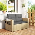 thumbnail image 2 of Outsunny Wicker Outdoor Sofa Patio Loveseat with Side Trays, Light Grey, 2 of 10