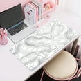 thumbnail image 2 of NEONWE Topographic Gaming Mouse Pad, Modern Abstract Geometric Lines Large Desk Mat, with Non-slip Base Stitched Edge Minimalist Keyboard Mat for Work Game Office Home, 31.5 X 15.75 Inch,White, 2 of 6