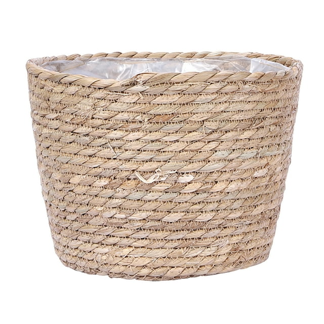 Maceta de paja tejida (1 unidad) para plantas de interior, ideal para decorar el hogar o la oficina.