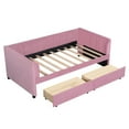 thumbnail image 3 of Aukfa Daybed with Storage Drawers, Twin Size Upholstered Bed Frame, Velvet, Pink, 3 of 8