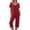 Red, variant on Maplenight Women's 2 Piece Pajama Set Color Block Pjs Sets V Neck Tops Capri Pants Two Piece Lounge Set Soft Sleepwear Loungewear