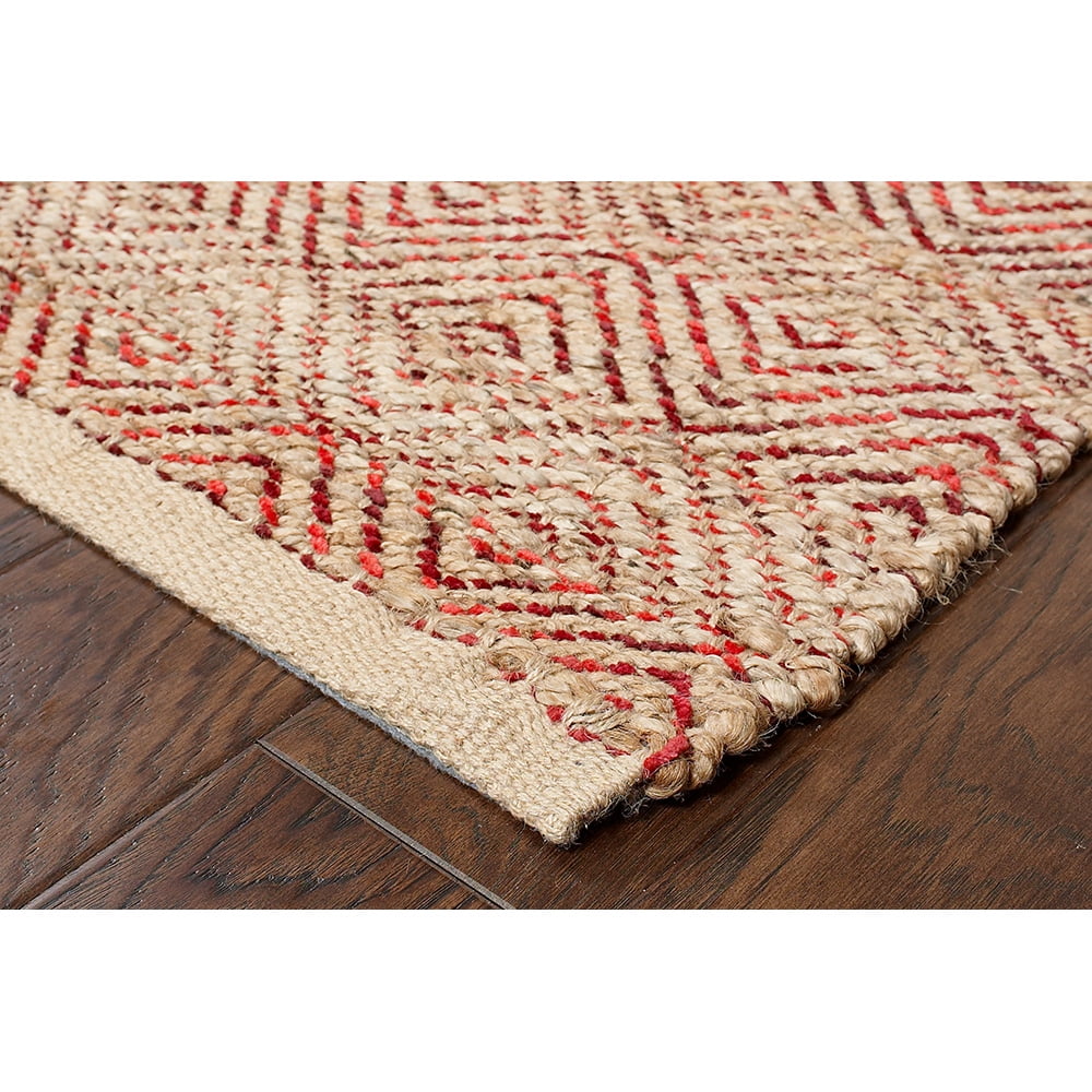 LR Home Natural Fiber Red 5x8 Jute Geometric Rustic Area Rug Walmart