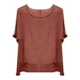 thumbnail image 4 of BLOCLOALO T Shirts for Women Women's Blouses Casual Women's Summer Short Sleeve Solid Casual Loose Linen Top Short Sleeve Blouses Cotton Blouse Summer Tops Orange 3Xl, 4 of 4