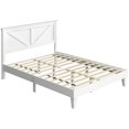 thumbnail image 3 of Yaheetech Queen Farmhouse Bed Frame with Headboard & Wood Slat Support, White, 3 of 7
