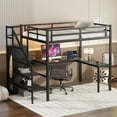 thumbnail image 5 of DreamBuck Loft Bed, Twin XL Size Metal Loft Bed with Desk, LED Light and Charging Stations, Space-Saving Bed with Shelves, Wardrobe and Storage Stairs, Loft Bed for Teens, Adults, Bed for Room, Dorm, 5 of 16