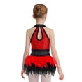 thumbnail image 2 of TSSOE Kids Girls Sequin Jazz Dance Outfit Sparkle Ballet Gymnastics Leotard Feather Skirt Dress Performance Dancewear Red 10, 2 of 7