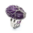 thumbnail image 1 of Nvzi Anillo natural hecho a mano, anillo de árbol de la vida de piedra natural ovalada envuelto a mano, anillo de apertura ajustable (púrpura), 1 of 5