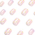 thumbnail image 3 of 24 piezas de uñas postizas con punta corta, uñas adhesivas cuadradas, uñas postizas con diseño de margaritas y flores, uñas postizas de color morado, uñas acrílicas de cobertura total,, 3 of 5