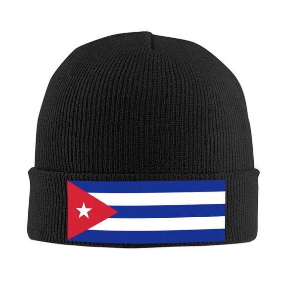 Cuban Flag Beanie Hat Knit Hat Skull Cap for Men Women Winter Hat Black