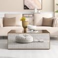 thumbnail image 3 of SHYFOY Modern Mirrored Coffee Table with Brushed Gold Metal Frame – Rectangular Living Room Center Table, 35.4" L x 23.6" W x 13.78" H, 3 of 10