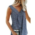 thumbnail image 1 of Innerwin Haut d'Été Col en V Débardeurs pour Femmes Imprimé Floral Boho T-Shirts Bleu Foncé TG, 1 of 5
