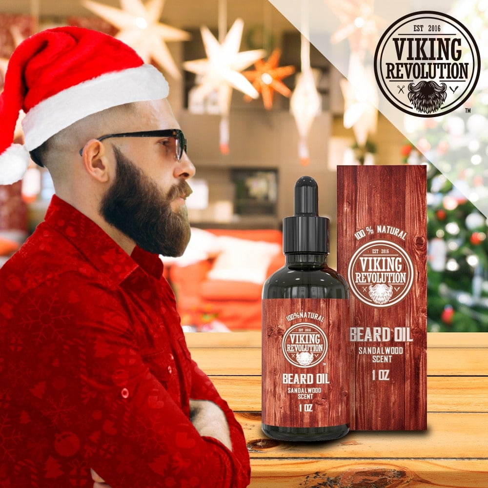 Viking Revolution Hair Styling Agent Beard Oil Conditioner- 2 Scent Pack  Sandalwood and Unscented - All Natural Beard & Mustache Treatment with  Argan