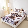 thumbnail image 2 of Manfei Animal Highland Cow Fitted Sheet Full 3 Pieces,Floral Butterflies Bed Set,Brown White,1 Fitted Sheet and 2 Pillowcases, 2 of 6