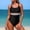 Black, variant on Women's Sling Bikini Set Two Piece Openwork Swimwear with Adjustable Back Strap and Matching Solid Colors Red Size 2XL