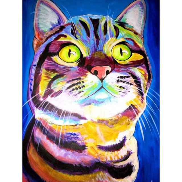 Diamond Painting (DE4984) Cat 5D DIY Square Animal Rhinestones Dibujos (B2452) 50x70cm FLhrweasw Nuevo