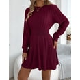 thumbnail image 7 of Cogild Cable Knitted Sweaters for Womens Dress with Long Sleeves Crew Neck Tunic Dress Sweaters Versatile Fit Classic Design for Casual Outfits, 7 of 7