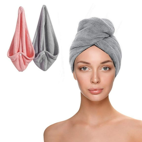 Microfiber Hair Towel, 2 Packs Hair Turbans for Wet Hair, Drying Hair Wrap Towels for Curly Hair Women Anti Frizz