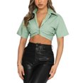 thumbnail image 1 of Txlixc Blusa de mujer, blusa de botón plano, blusa de ombligo de mujer Txlixc  moda, 1 of 8