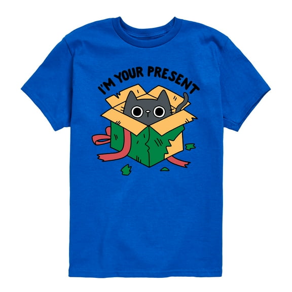 Instant Message - Cat Christmas Present - Toddler & Youth Short Sleeve Graphic T-Shirt