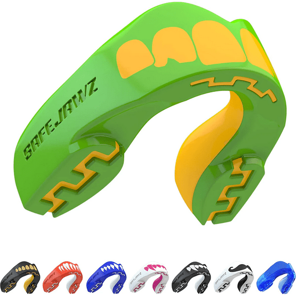 SAFEJAWZ Mouthguard Slim Fit, Adults and Junior Mouth Guard with Case for Boxing, Basketball, Lacrosse, Football, MMA, Martial Arts, Hockey and All Contact Sports (Ogre, Junior (up to 11 Years))