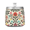 thumbnail image 7 of Yayeee Ashtray with Lid for Cigarette Smokeless Stainless Steel Home Ash Holder, Beige Red Floral, 7 of 7