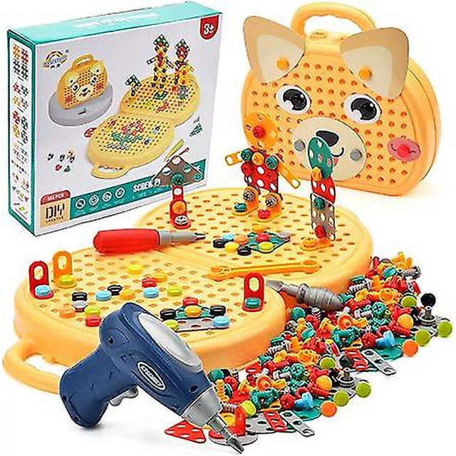 3d Puzzle Baby Educational Assembly Tool Box, Electric Screwdriver For Screwing Screws, Children's Toys Educational Toys Drill Blocks Suitable For Chi