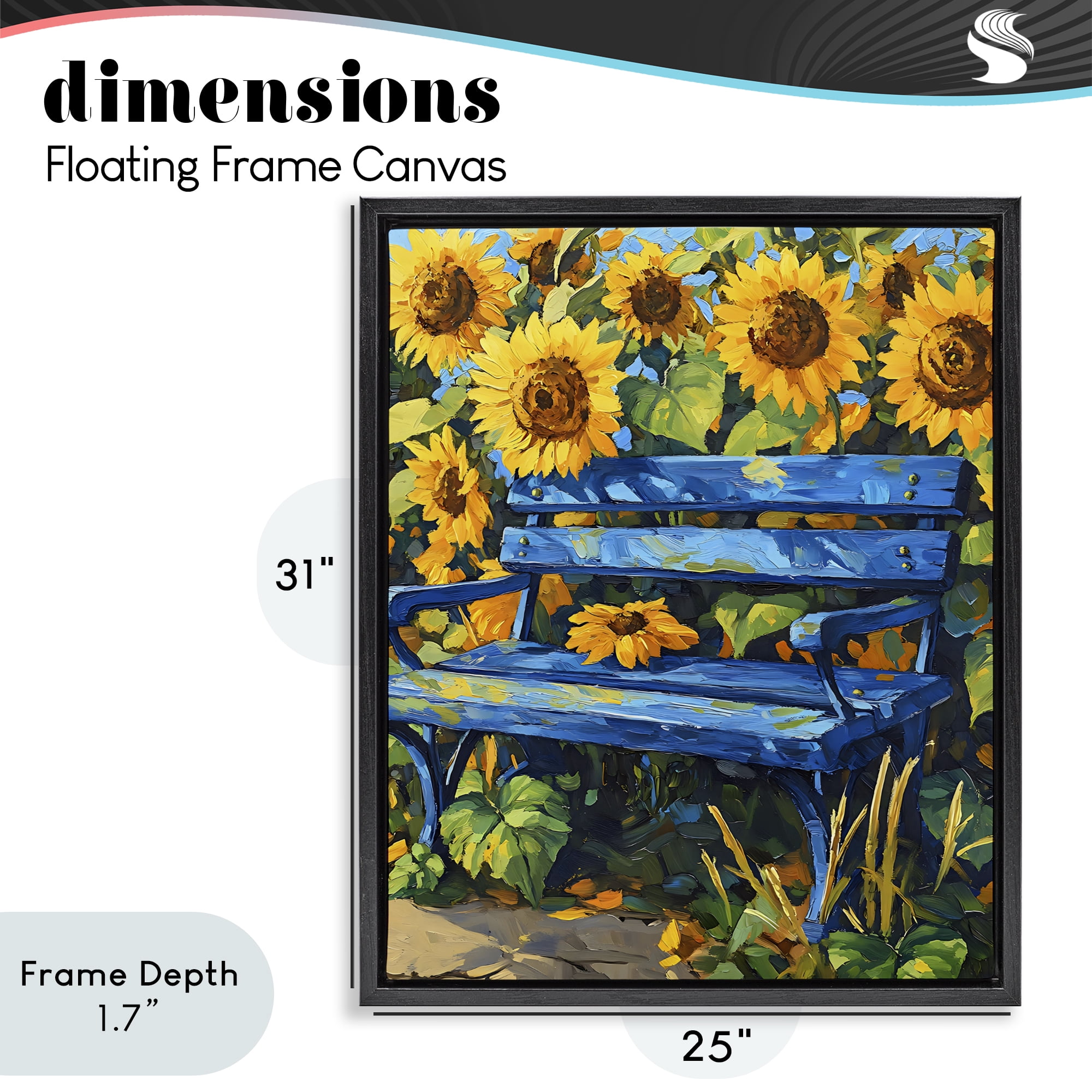 Stupell Industries Bench in Sunflower Field Black Framed Floater Canvas Wall Art, design by Creative Studio