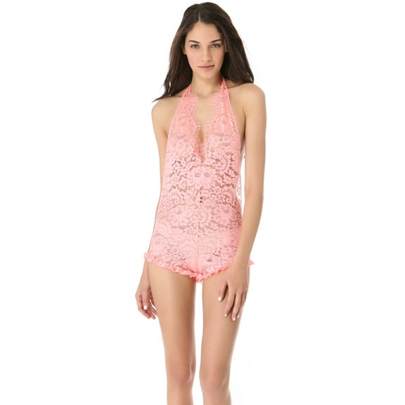 Zinke Intimates Women's Halter Lace Daisy Jumper, Large, Peach