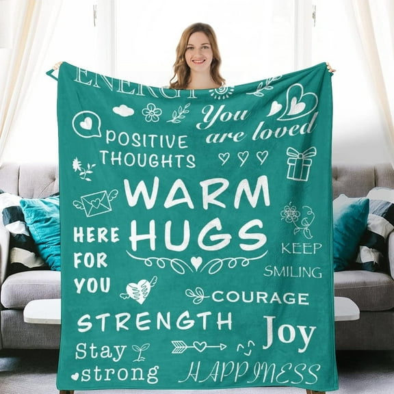 Warm Hugs Gift Throw Blanket,Warm and Soft Hug Blanket Inspirational Throw Blanket,Sympathy Gift Cancer Chemo Survivor Get Well Caring Gifts for Women After Surgery with Positive Gifts