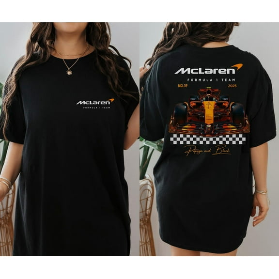 Mclaren 2025 2 Sided Unisex Tshirt, Formula One F1 Tee Gift, Piastri Racing Shirt,Black Color,Size M