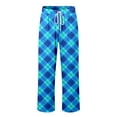 thumbnail image 5 of Men Pajama Pants Plaid Stretch Comfy Lounge Pants Drawstring Waist Sleep Bottoms with Pockets Halloween Christmas Loose Fit Pj Bottoms (4-Blue, XX-Large), 5 of 6