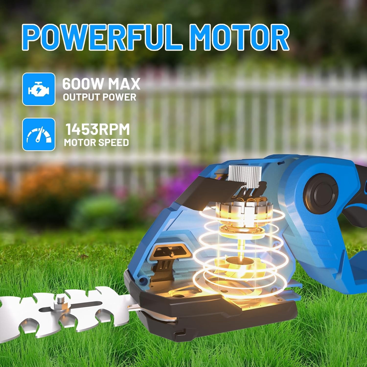 Cordless Hedge Trimmer 2-in-1 Grass Shears with Battery Charger, 21V Electric Shrub Cutter for Garden Lawn